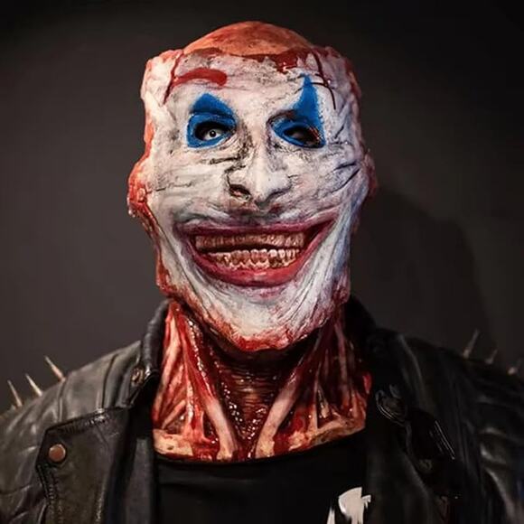 Scary Joker Mask Adult Horror Halloween Moving Jaw Creepy Cosplay Face Prop - Picture 1 of 6